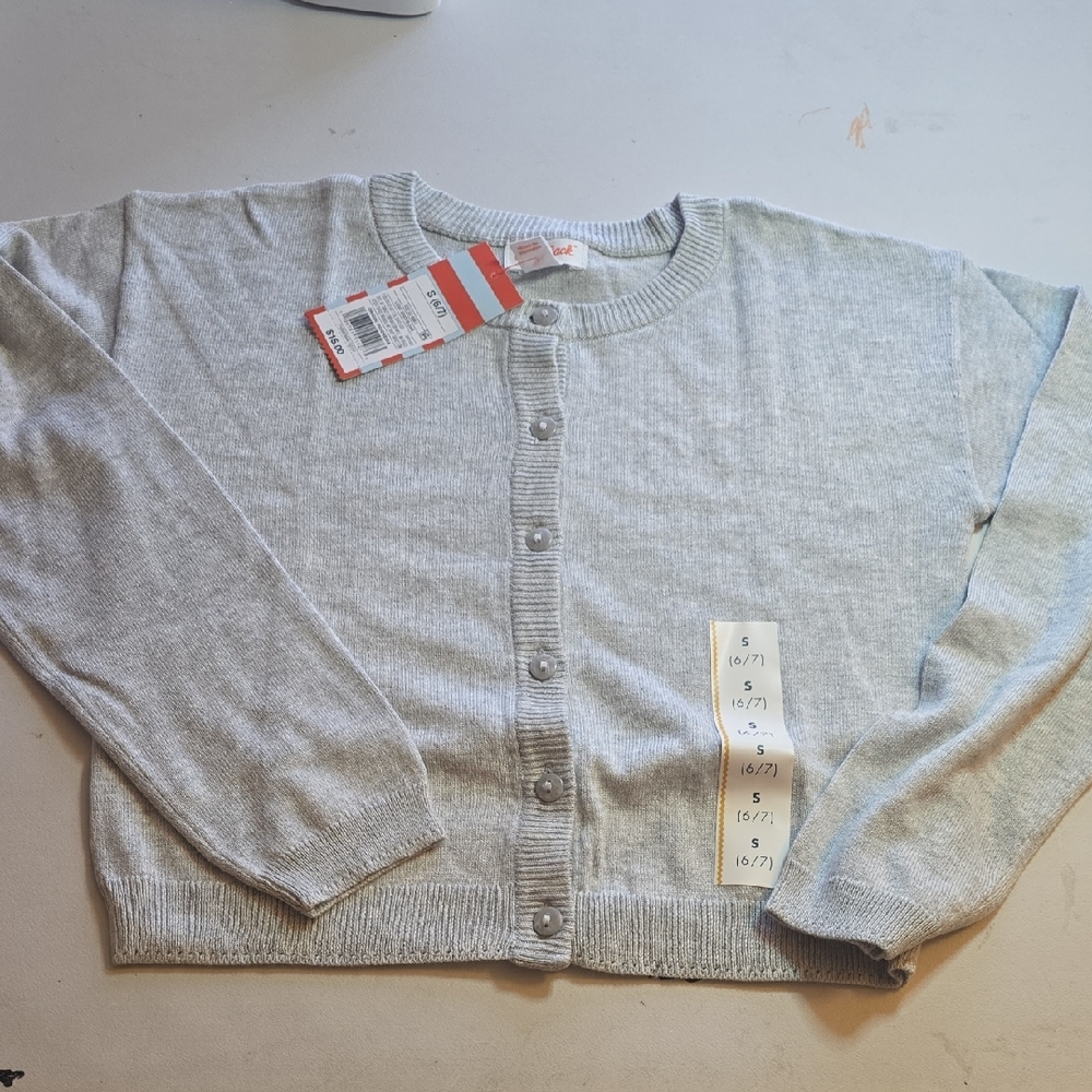 Cat &‎ Jack Girls Gray Lightweight Button Cardigan